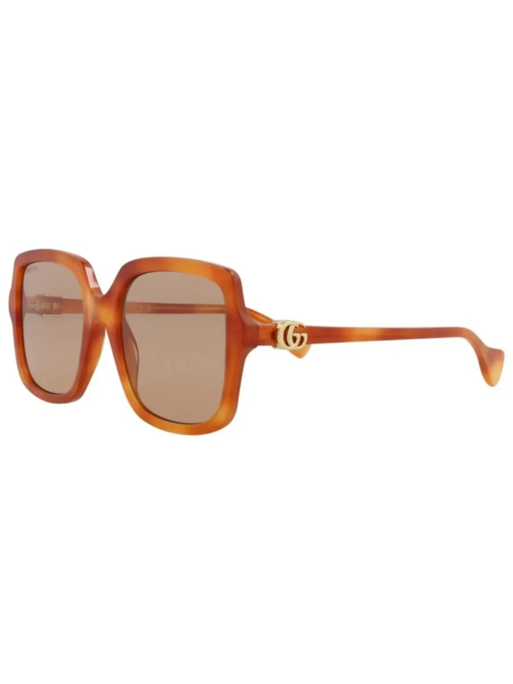New Gucci Women's Sunglasses Square Rectangle Acetate Frame Havana Havana Brown